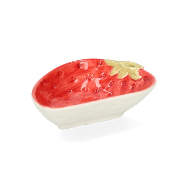 Plat fraise, grès, 13 x 10 x 3,5 cm