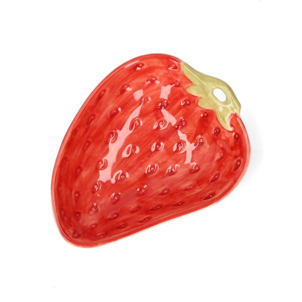 Plat fraise, grès, 13 x 10 x 3,5 cm