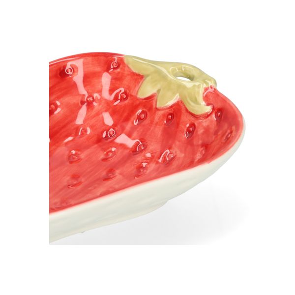 Plat fraise, grès, 13 x 10 x 3,5 cm