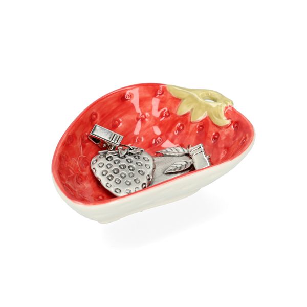 Plat fraise, grès, 13 x 10 x 3,5 cm
