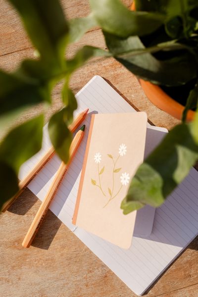 Cahier, ligné, avec étiquette, vert foncé, A5
