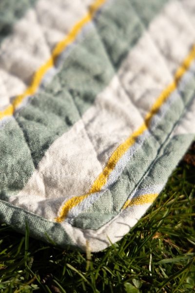 Picnic blanket, recycled cotton, striped, 150 x 200 cm