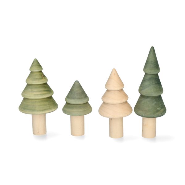 Stekers voor jaarring, hout, bomen, set van 4