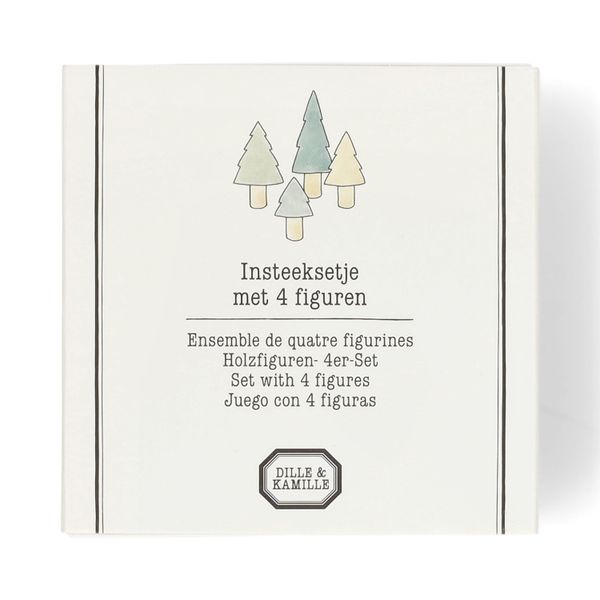 Ensemble de 4 figurines pour bougeoir couronne, bois, arbres