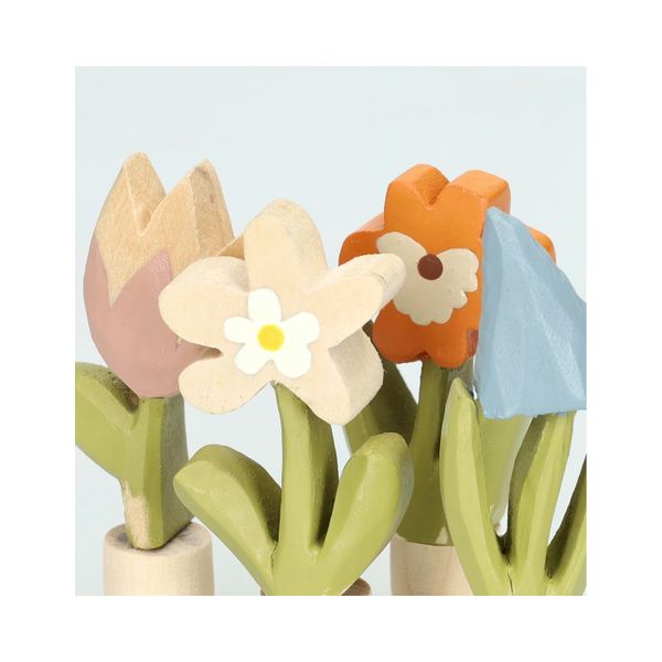 Ensemble de 4 figurines pour bougeoir couronne, bois, fleurs