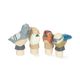 Ensemble de 4 figurines pour bougeoir couronne, bois, oiseaux