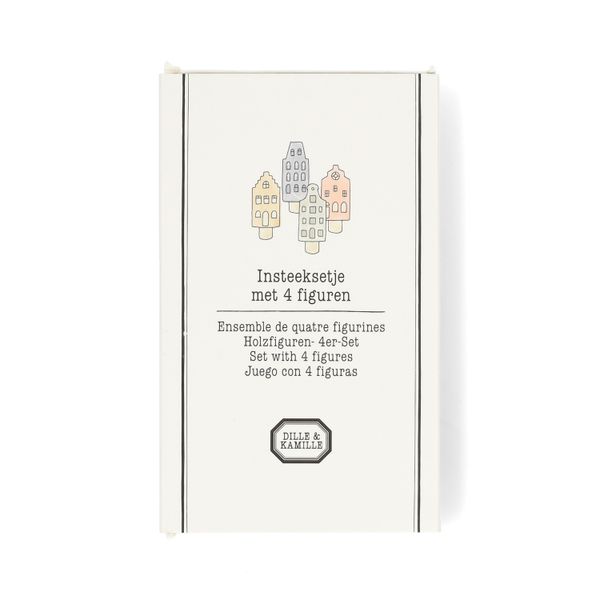 Stekers voor jaarring, hout, huisjes, set van 4