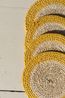 Dessous de verre naturels, jonc de mer, jaune, lot de 4, Ø11 cm