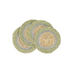 Dessous de verre naturels, jonc de mer, vert, lot de 4, Ø11 cm