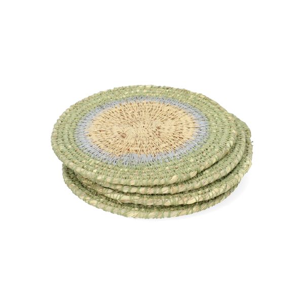 Dessous de verre naturels, jonc de mer, vert, lot de 4, Ø11 cm