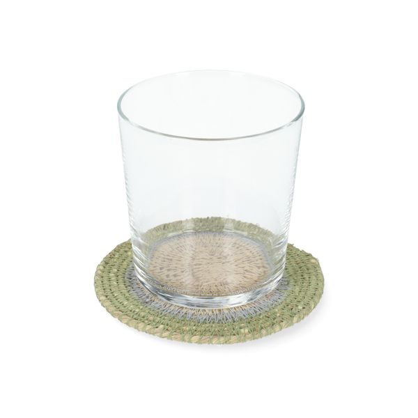 Dessous de verre naturels, jonc de mer, vert, lot de 4, Ø11 cm