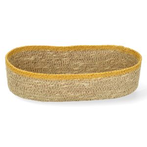 Corbeille ovale naturelle, jonc de mer, jaune, 28 x 14 cm Corbeille ovale naturelle, jonc de mer, jaune, 28 x 14 cm