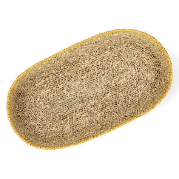 Ovaal mandje naturel, zeegras, geel, 28 cm x 14 cm