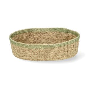 Ovaal mandje naturel, zeegras, groen, 22 cm x 12 cm