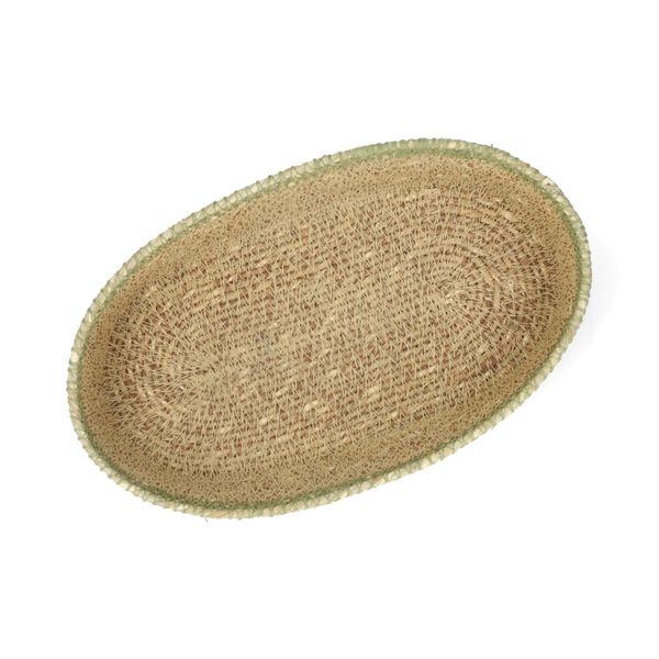 Ovaal mandje naturel, zeegras, groen, 22 cm x 12 cm
