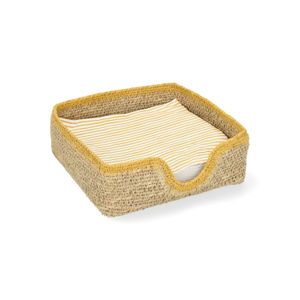 Porte-serviettes, jonc de mer, jaune, 17 x 17 cm