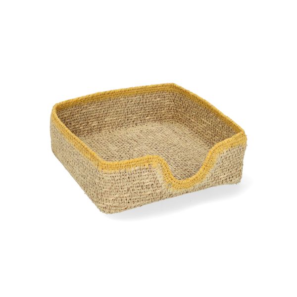 Servethouder, zeegras, geel, 17 cm x 17 cm