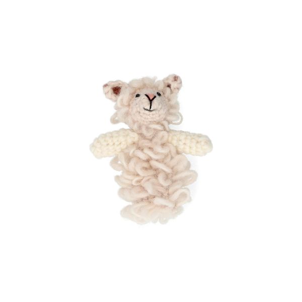 Marionnette à doigt, mouton, laine, 9 cm