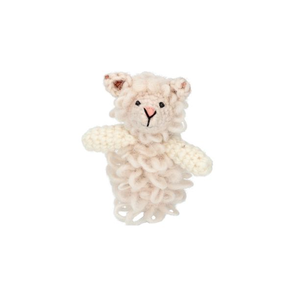 Vingerpopje, schaap, wol, 9 cm