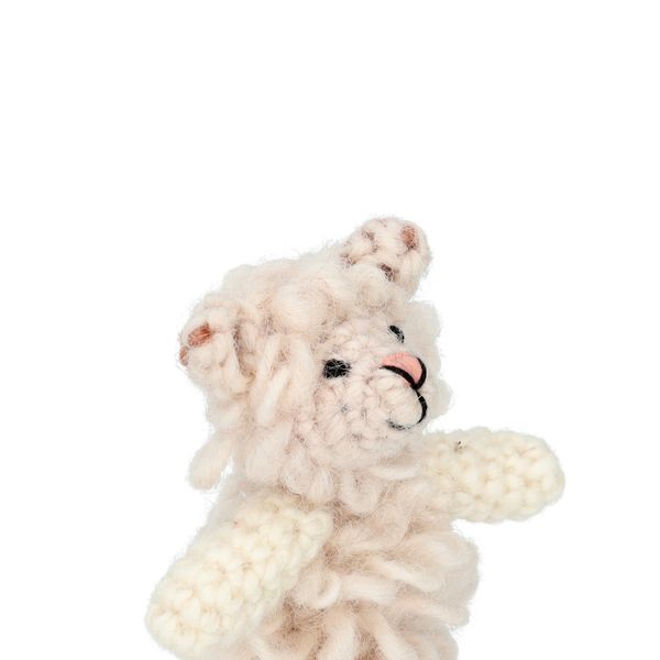 Vingerpopje, schaap, wol, 9 cm