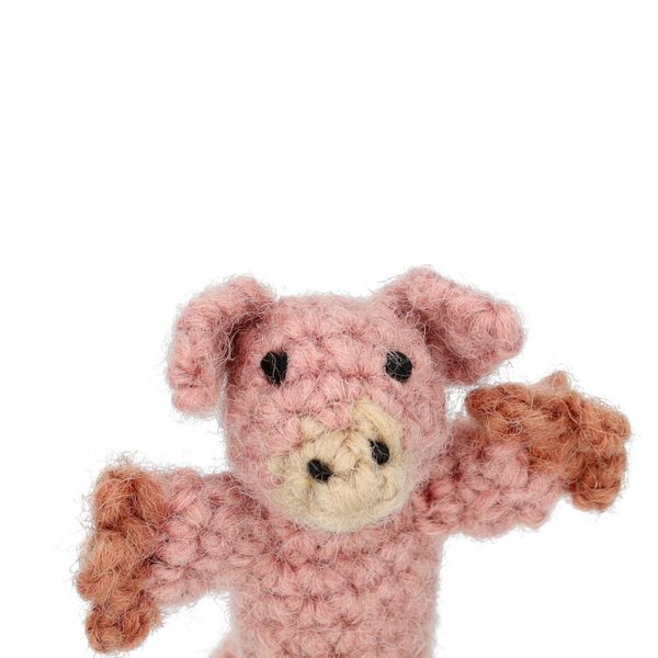 Vingerpopje, varken, wol, 8 cm