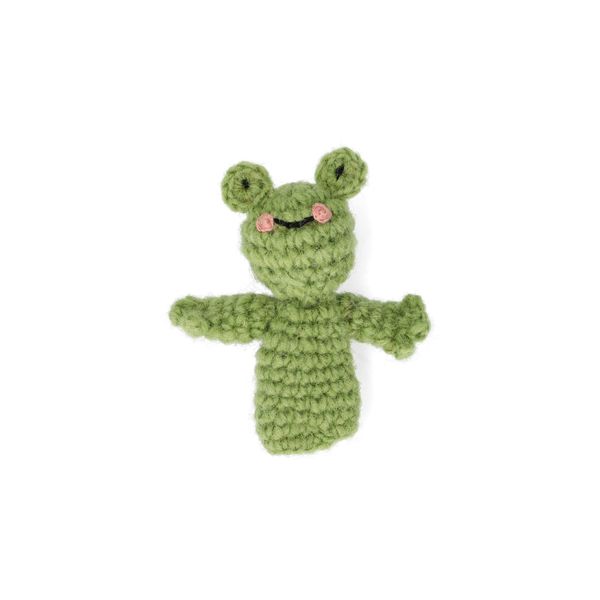 Marionnette à doigt, grenouille, laine, 9 cm
