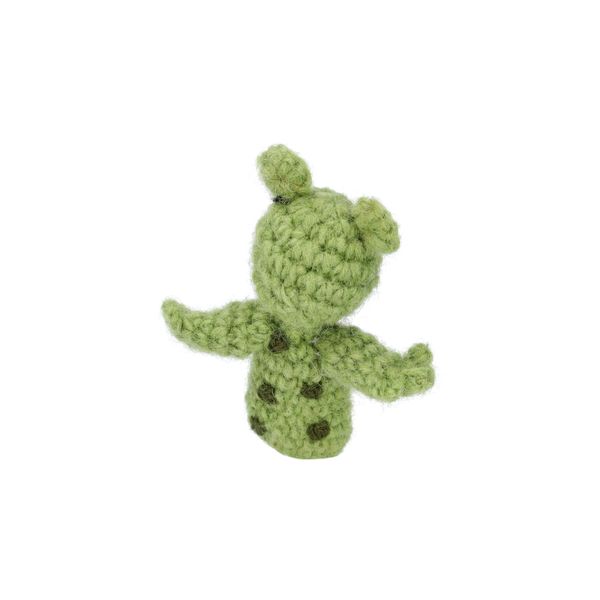 Vingerpopje, kikker, wol, 9 cm
