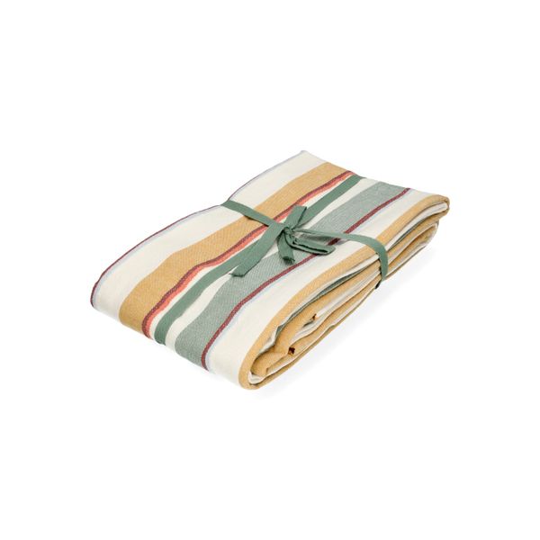 Tischdecke, GOTS-Bio-Baumwolle, sommerlich gestreift, 145 x 180