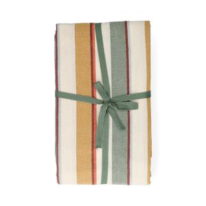 Tischdecke, GOTS-Bio-Baumwolle, sommerlich gestreift, 145 x 250