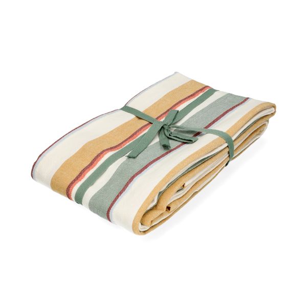 Tischdecke, GOTS-Bio-Baumwolle, sommerlich gestreift, 145 x 250