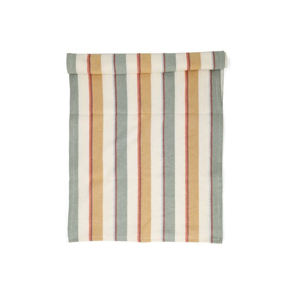 Chemin de table, coton bio GOTS, rayures estivales, 50 x 145 cm