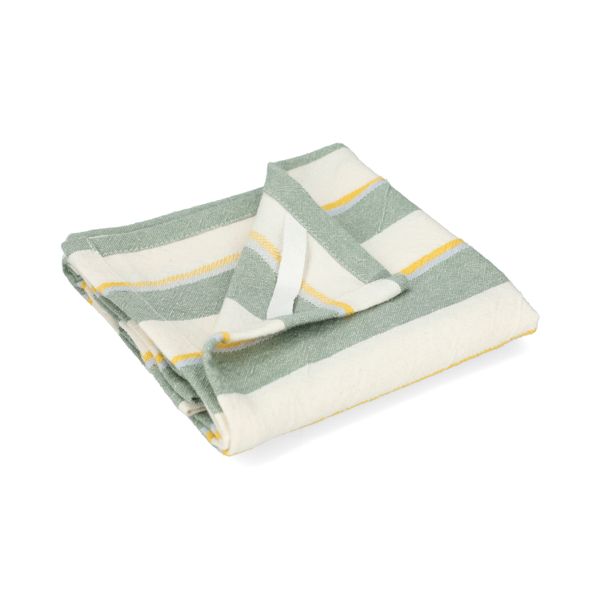 Tea towel, recycled cotton, green striped, 50 x 70 cm