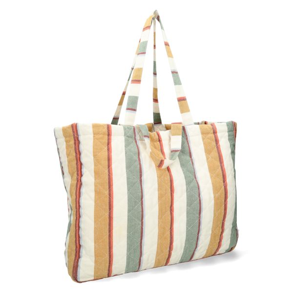 Quilted bag, GOTS organic cotton, summer stripes