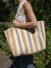 Gequilte tas, recycled katoen, zomerstreep, 46 x 37 x 16 cm