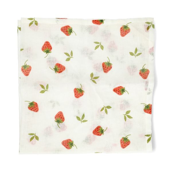 Passiertuch Leinen, Erdbeeren, 70 x 70 cm