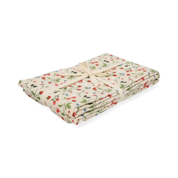 Nappe , coton bio GOTS, fruits rouges, 145 x 250 cm