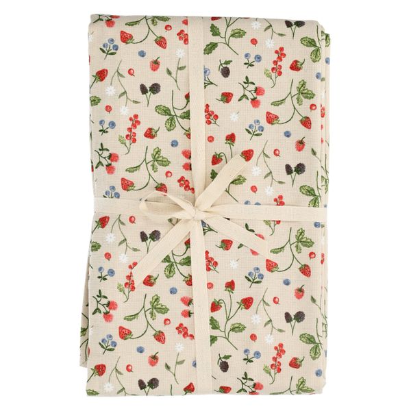 Nappe , coton bio GOTS, fruits rouges, 145 x 300 cm
