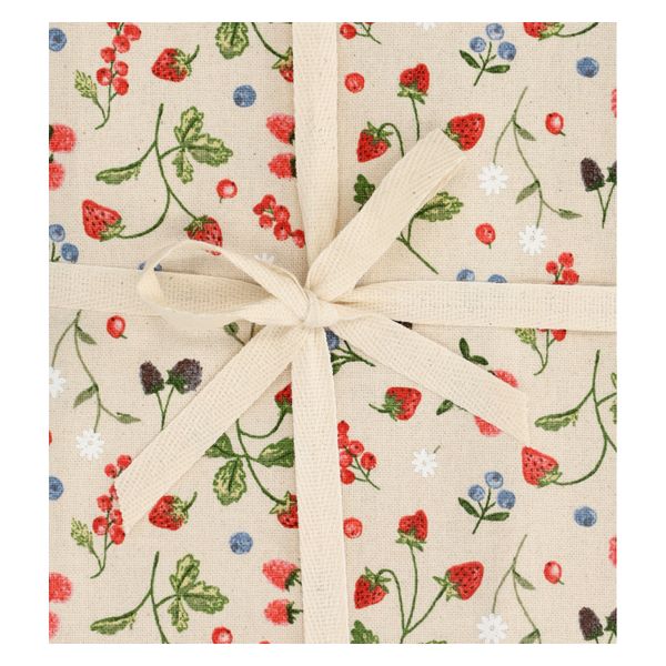 Nappe , coton bio GOTS, fruits rouges, 145 x 300 cm