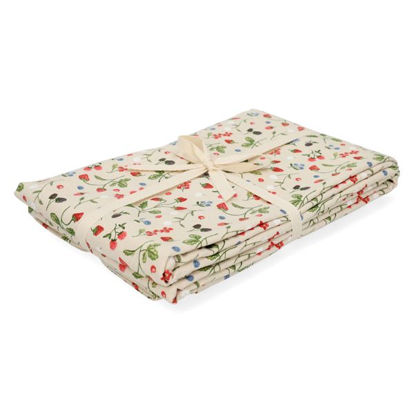 Nappe , coton bio GOTS, fruits rouges, 145 x 300 cm