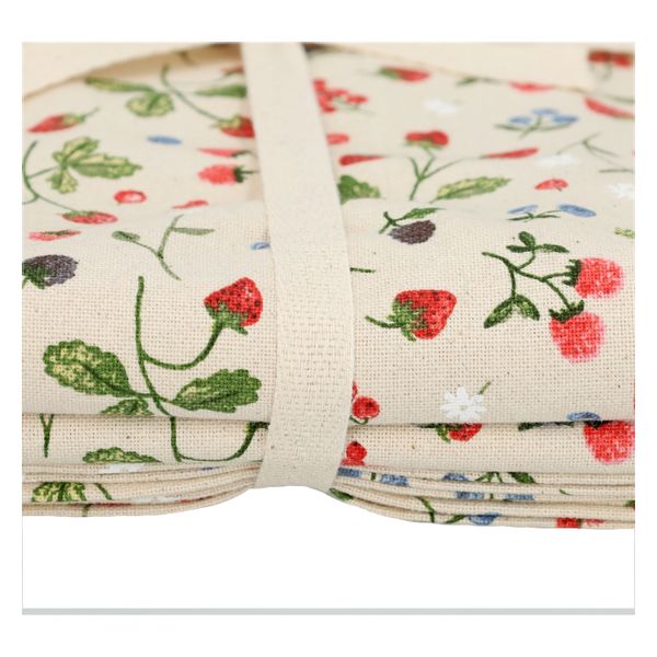 Nappe , coton bio GOTS, fruits rouges, 145 x 300 cm