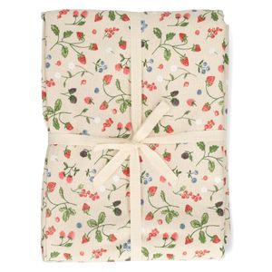Tischdecke, GOTS Bio-Baumwolle, rote Beeren, Ø180 cm Tischdecke, GOTS Bio-Baumwolle, rote Beeren, Ø180 cm