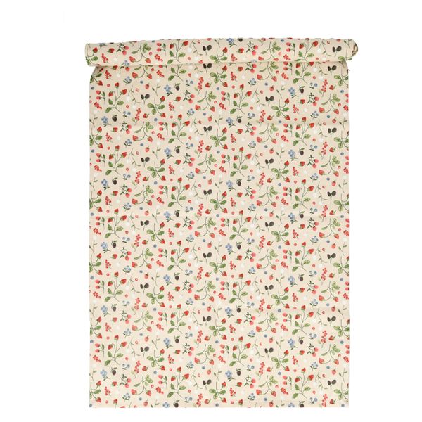 Chemin de table, coton bio GOTS, fruits rouges, 50 x 145 cm