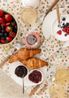 Chemin de table, coton bio GOTS, fruits rouges, 50 x 145 cm