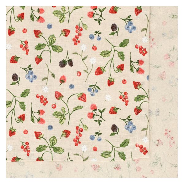 Chemin de table, coton bio GOTS, fruits rouges, 50 x 145 cm