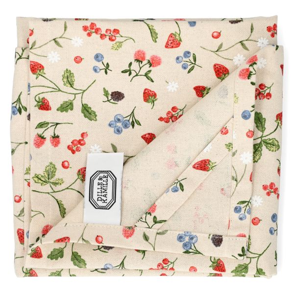Torchon, coton bio GOTS, fruits rouges, 50 x 70 cm