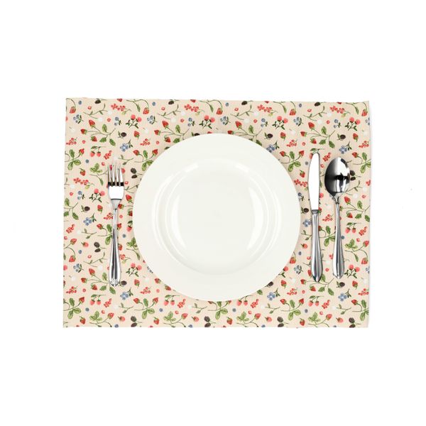 Set de table, coton bio GOTS, fruits rouges, 35 x 50 cm