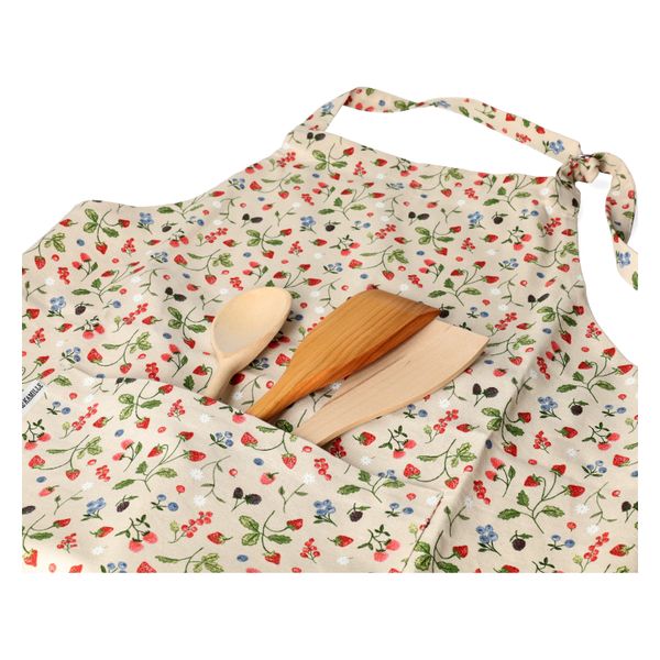 Apron, GOTS organic cotton, red fruit, 85 x 90 cm