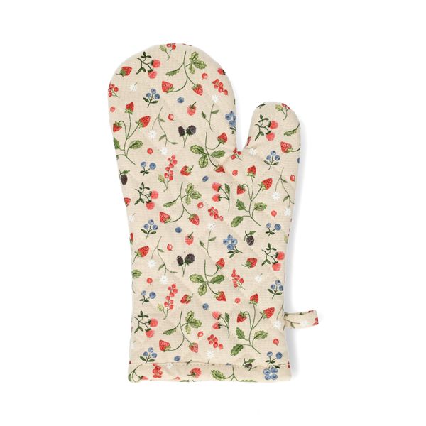 Gant de cuisine, coton bio GOTS, fruits rouges, 32 x 14 cm 