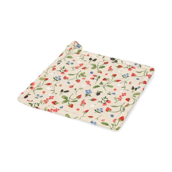 Pot holder, GOTS organic cotton, red fruit, 20 x 20 cm