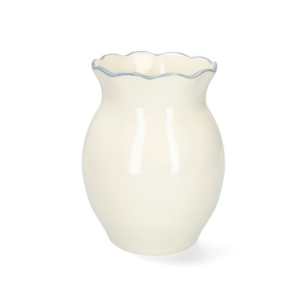 Vase, grès, fleurs d'été peintes à la main, bleu, Ø12 x 19 cm